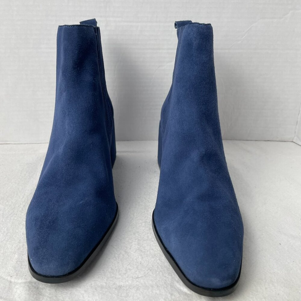 Seychelles Blue Suede Ankle Bootie with Offset Block Heel - Picture 3 of 8